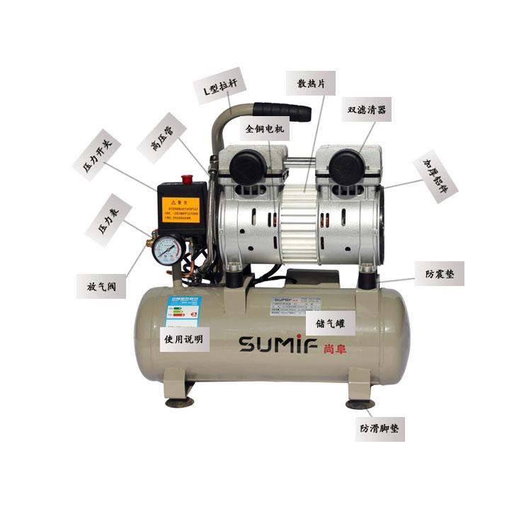 静音无油空压机压缩机环保汽保工具-消音降噪设备配件