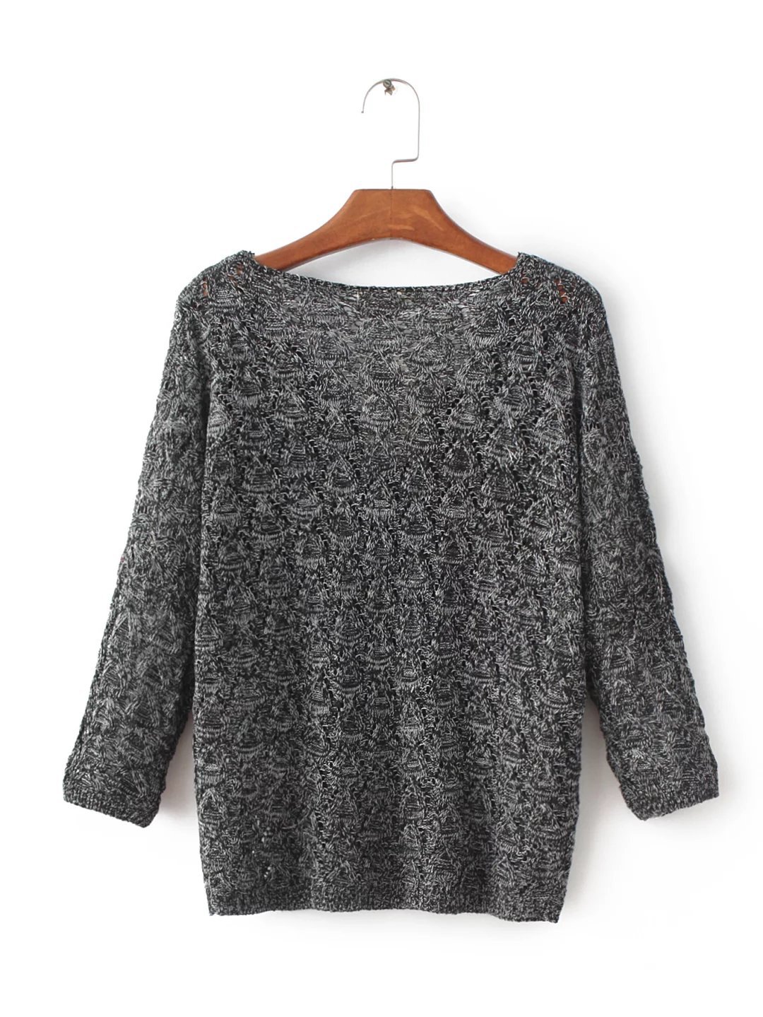 女士春秋七分袖杂色套头针织毛线舒适简约休