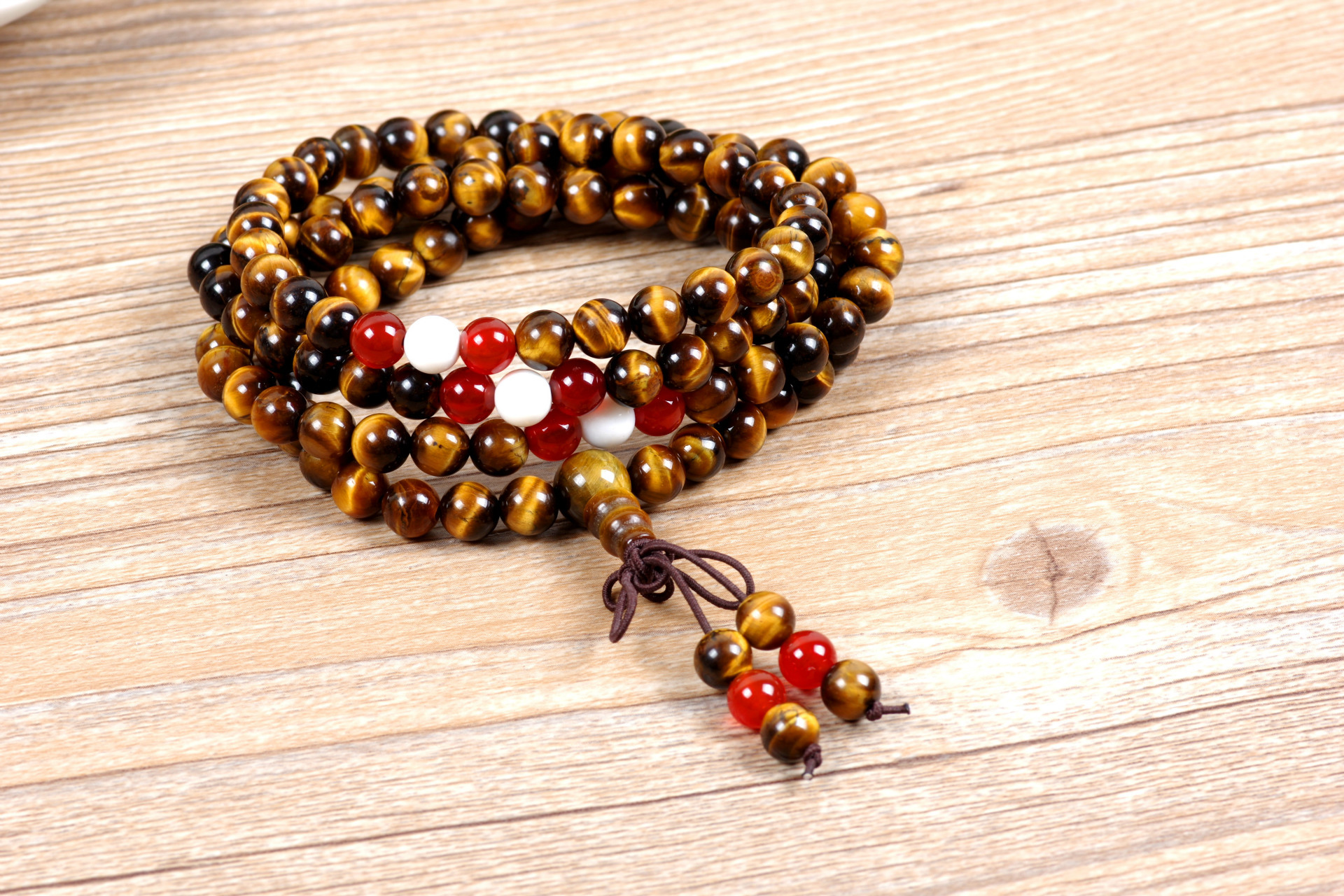 天然黄虎眼108颗手链 木变石手链厂家直销 一件代发