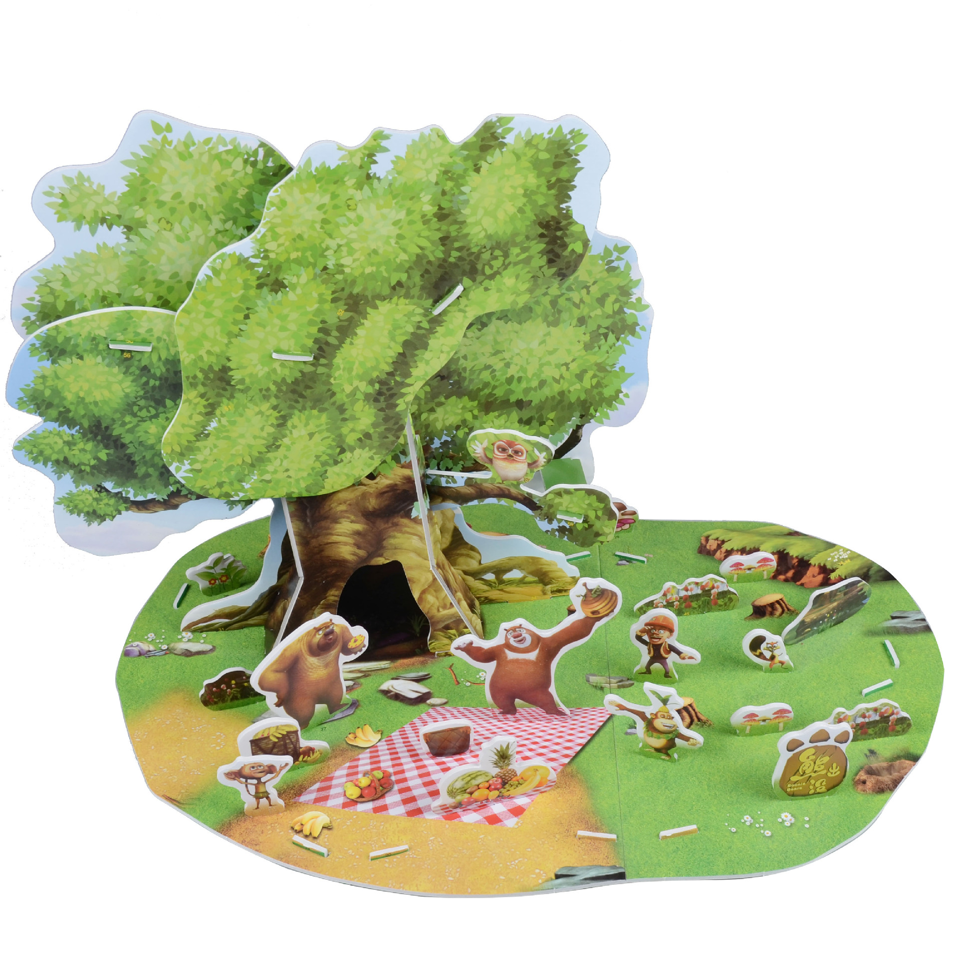 白卡纸3d立体拼图熊出没系列精品拼图益智开发智力欢乐熊洞