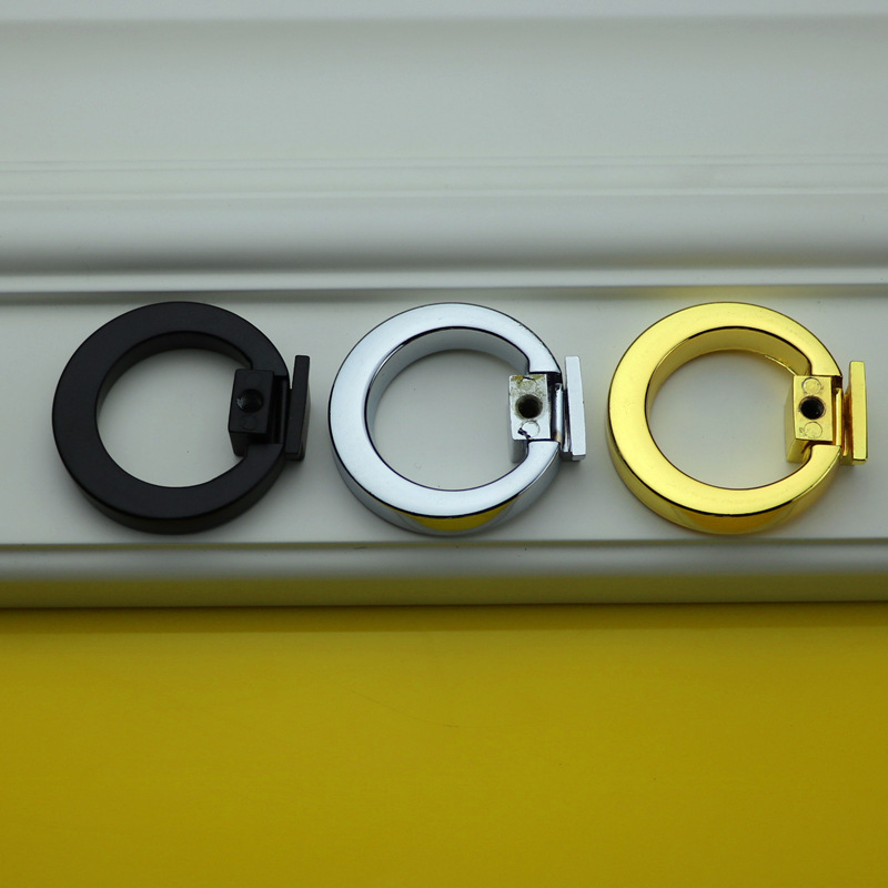 批发环形衣柜抽屉拉环 橱柜鞋柜吊环拉手 锌合金把手 金/银/黑色