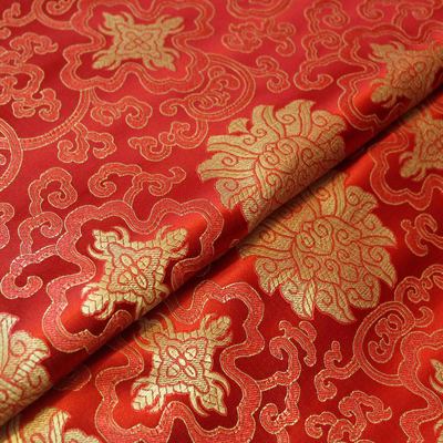 富贵花绣花旗袍面料唐装布料高档包装面料织锦缎布料丝绸特价