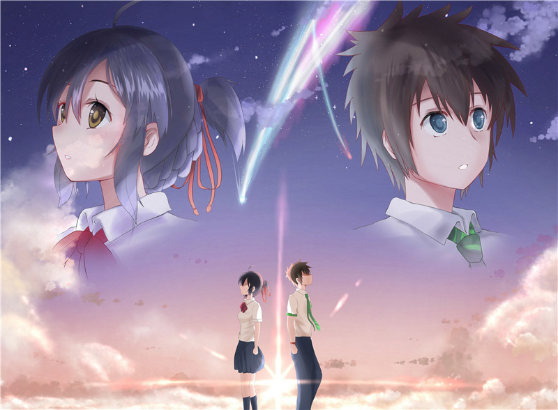 你的名字压纹海报8张三叶泷新海诚动漫电影周边批发淘宝爆款代发