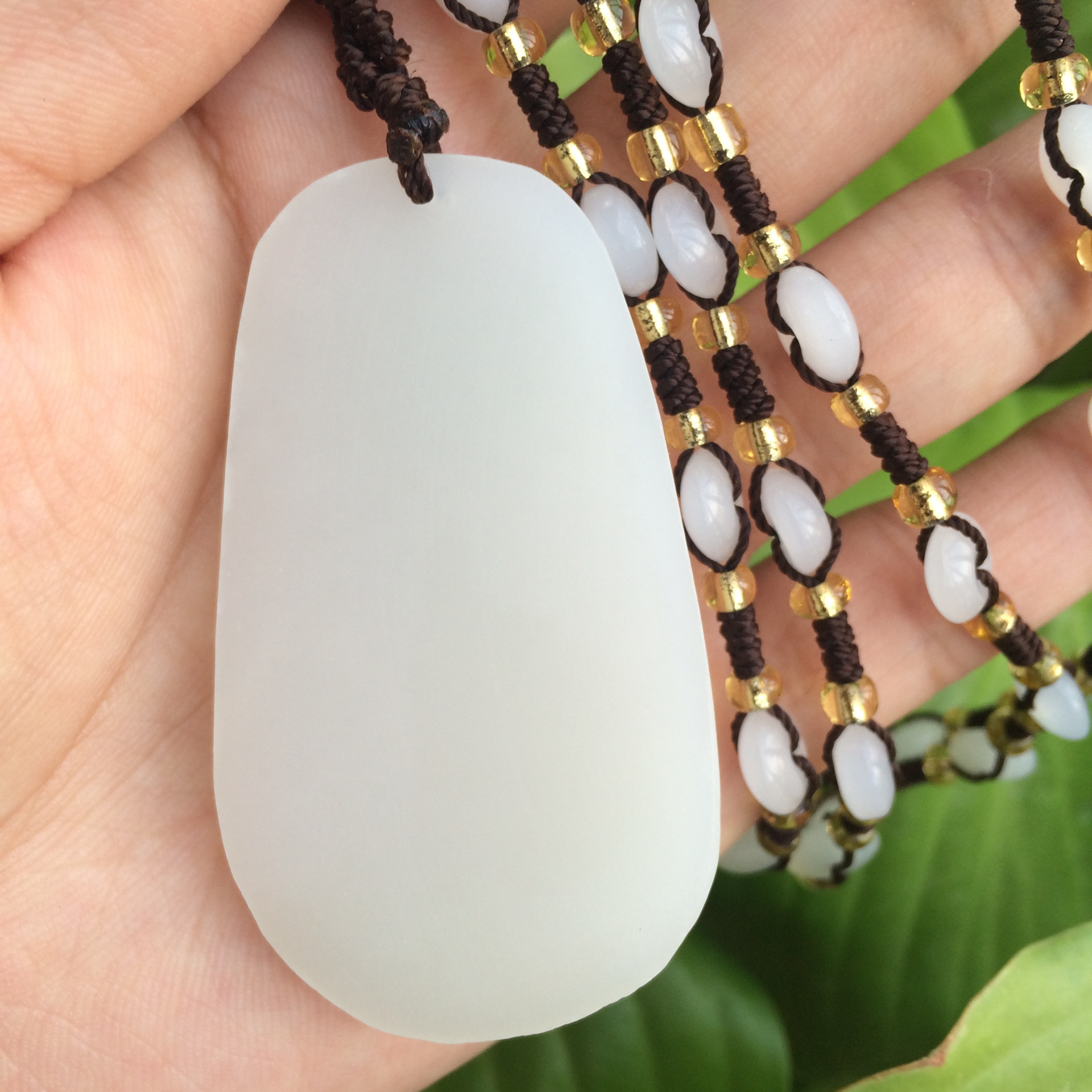 天然青海料白玉话来富贵挂件 纯手工雕刻昆仑料玉吊坠