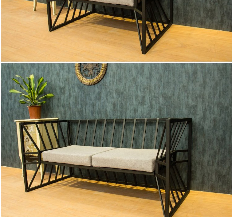 美式铁艺沙发桌椅组合创意茶餐厅家用客厅工业风会客洽谈卡座沙发