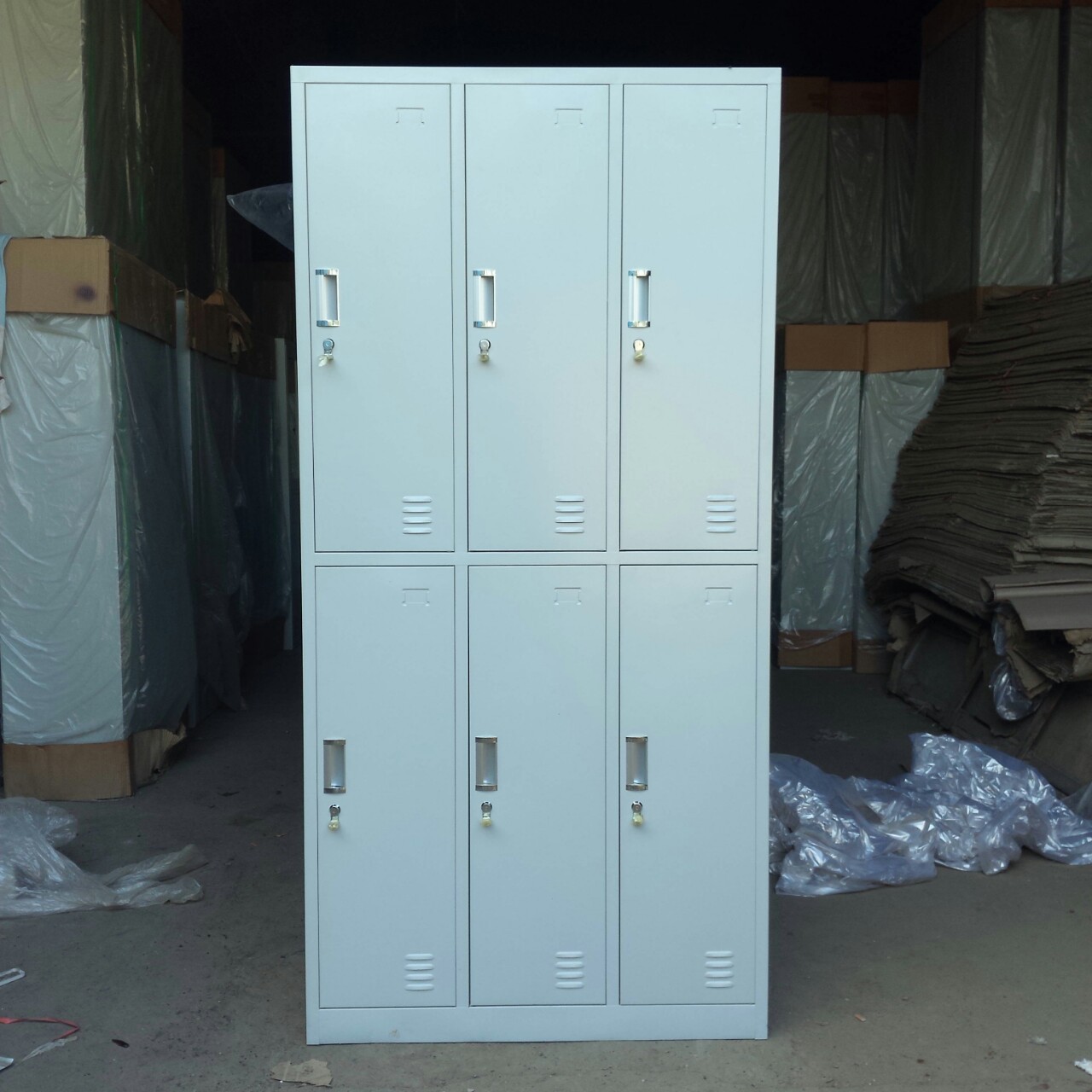 恒威 定制门挂锁六门更衣柜 铁柜员工柜