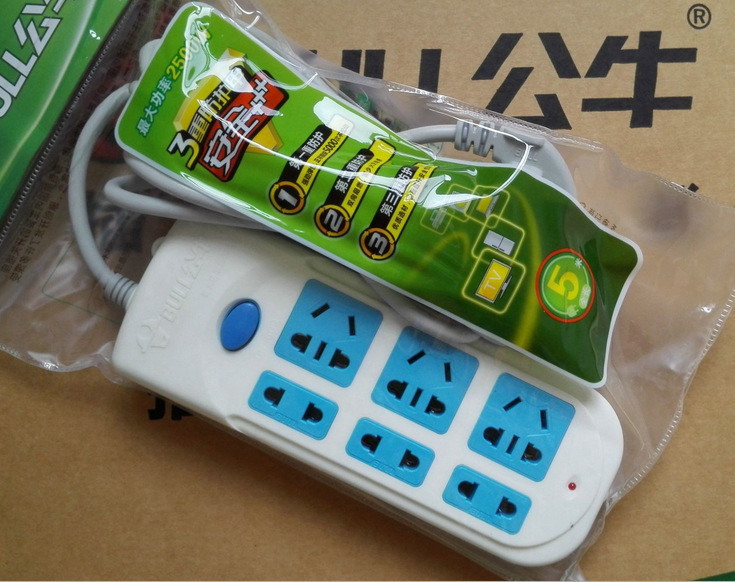 公牛插座正品家用办公用安全插线板gn-609 5米公牛插座.