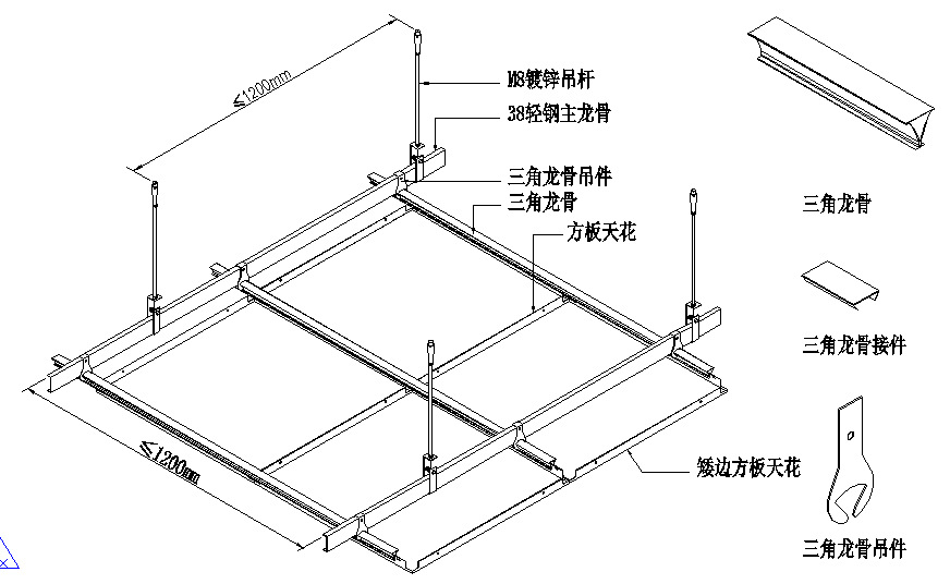 集成吊顶 600x600 方板 扣板 方通 条扣