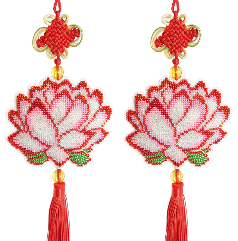 红黄精准印花平安福 三面绣车挂满珠绣汽车