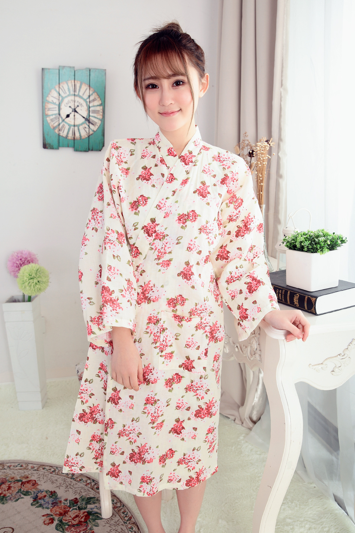 多花色男女日系和服袍 春夏梭织棉睡衣纱布浴袍 居家长款和服睡衣