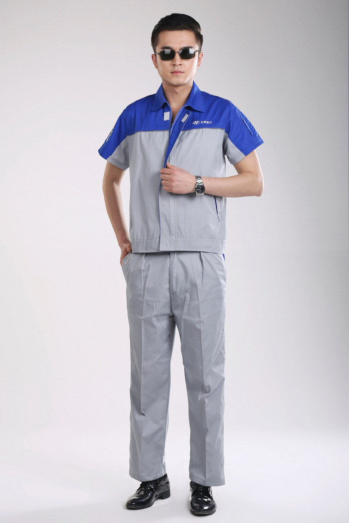 汽车维修工作服 现代短袖4s店售后汽修服套装半袖夏季工装