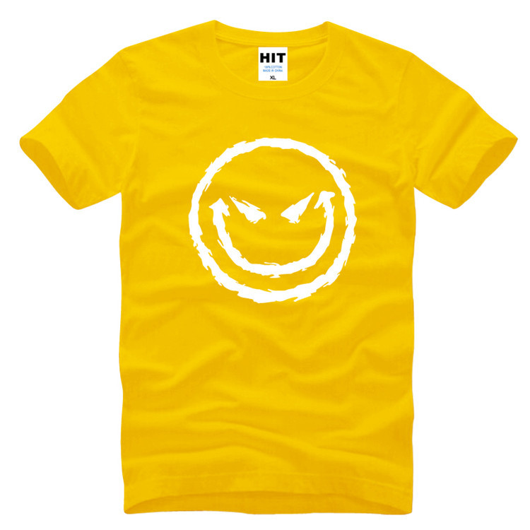 厂家直销 纯棉男式短袖t恤 evil smiley face 邪恶的笑脸 搞笑 酷