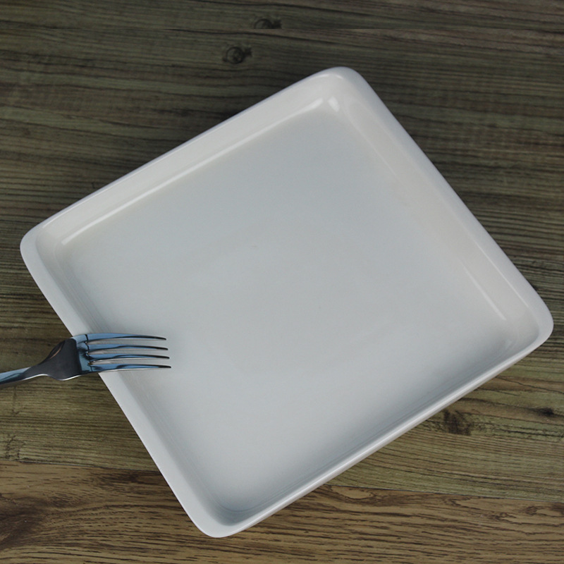 陶瓷正方形瓷盘子9.5英寸四方菜盘两盘托盘 logo定制 焗饭碟