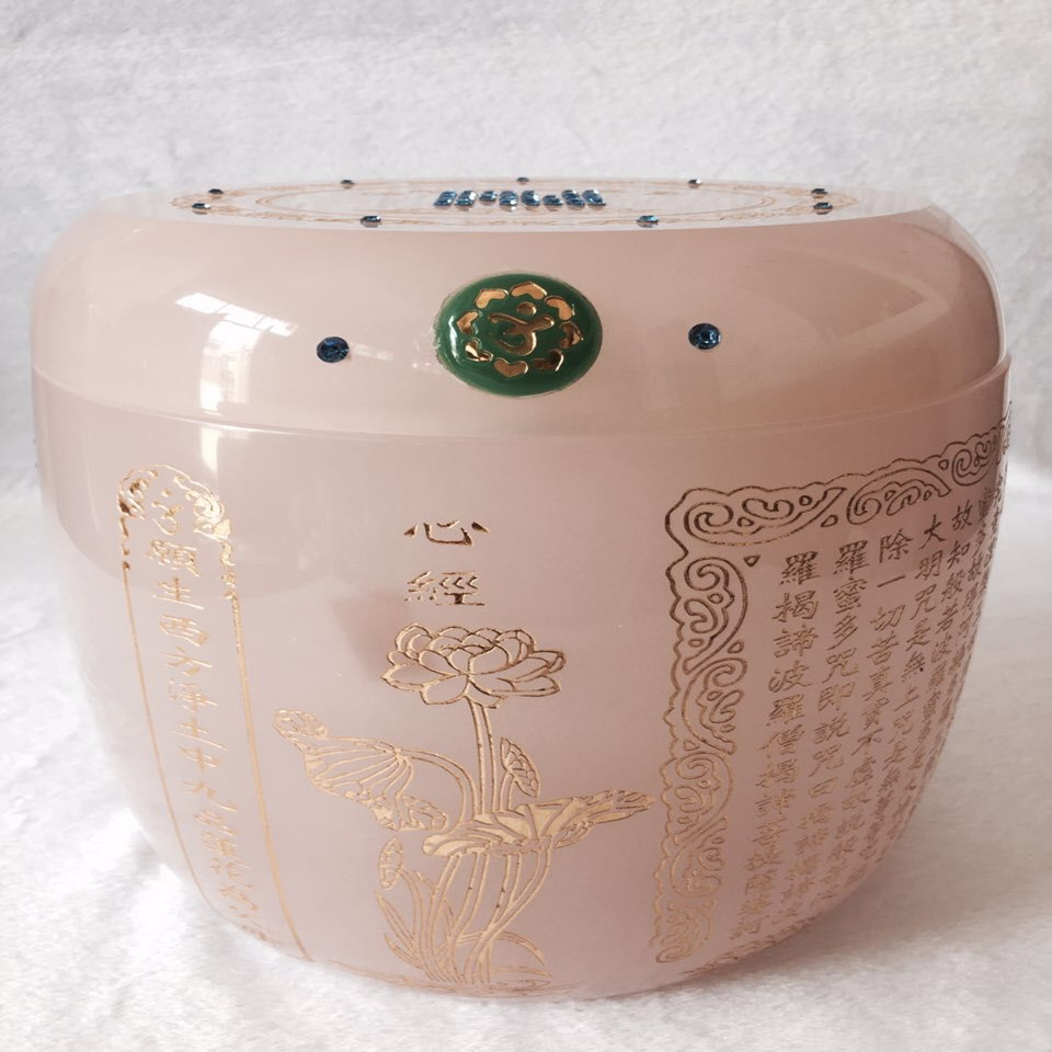 全盛工艺厂家批发供应粉琉璃佛教心经殡葬用品骨灰桶骨灰罐骨灰坛