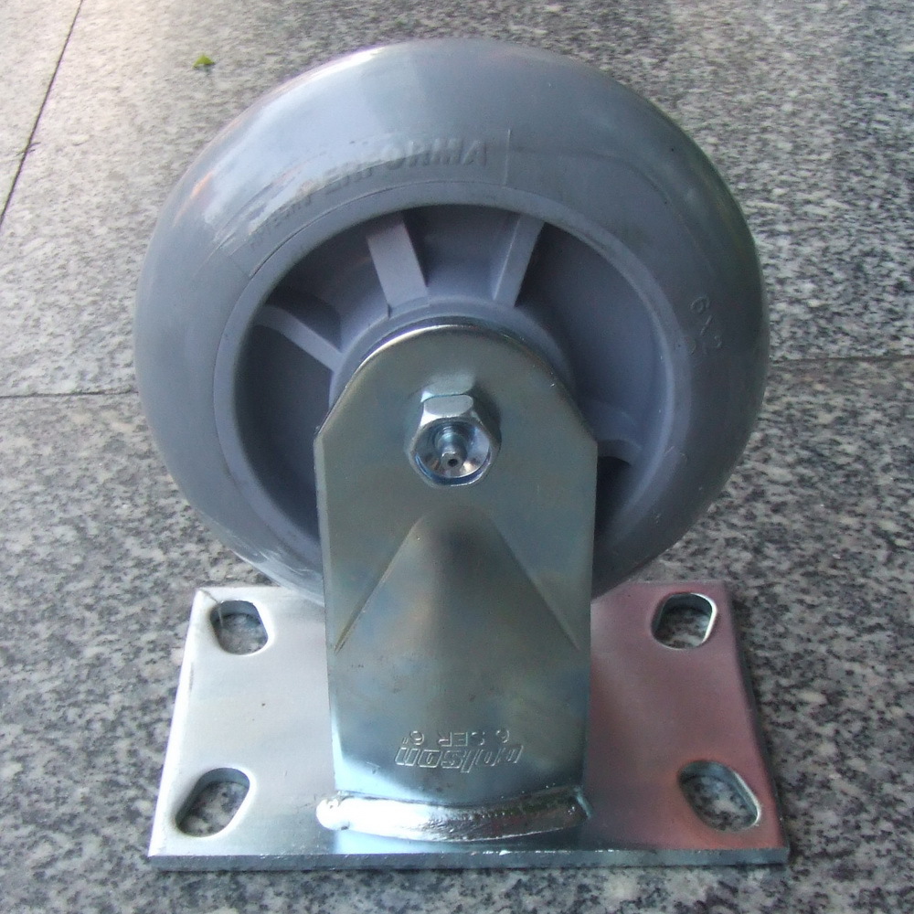 供应东莞科顺工业脚轮6系列灰色圆边人造胶脚轮定向轮