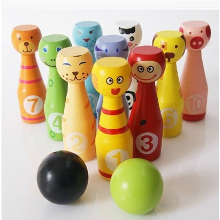 木制卡通保龄球 小号保龄球儿童益智玩具厂家直销保龄球玩具