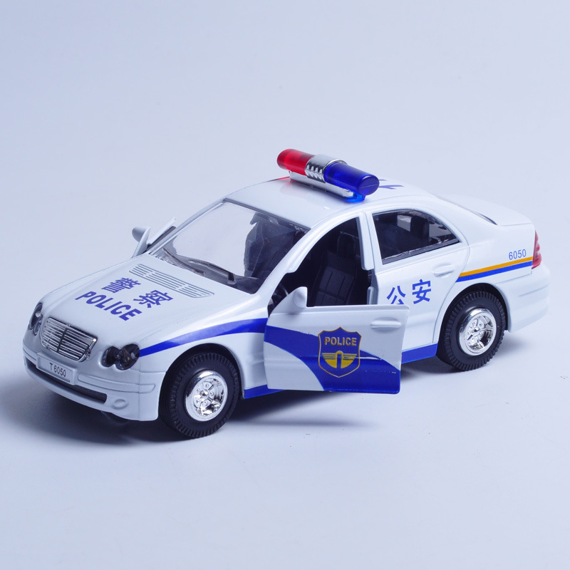 彩珀1:32奔驰120救护车急救车110警车声光合金回力车玩具车模