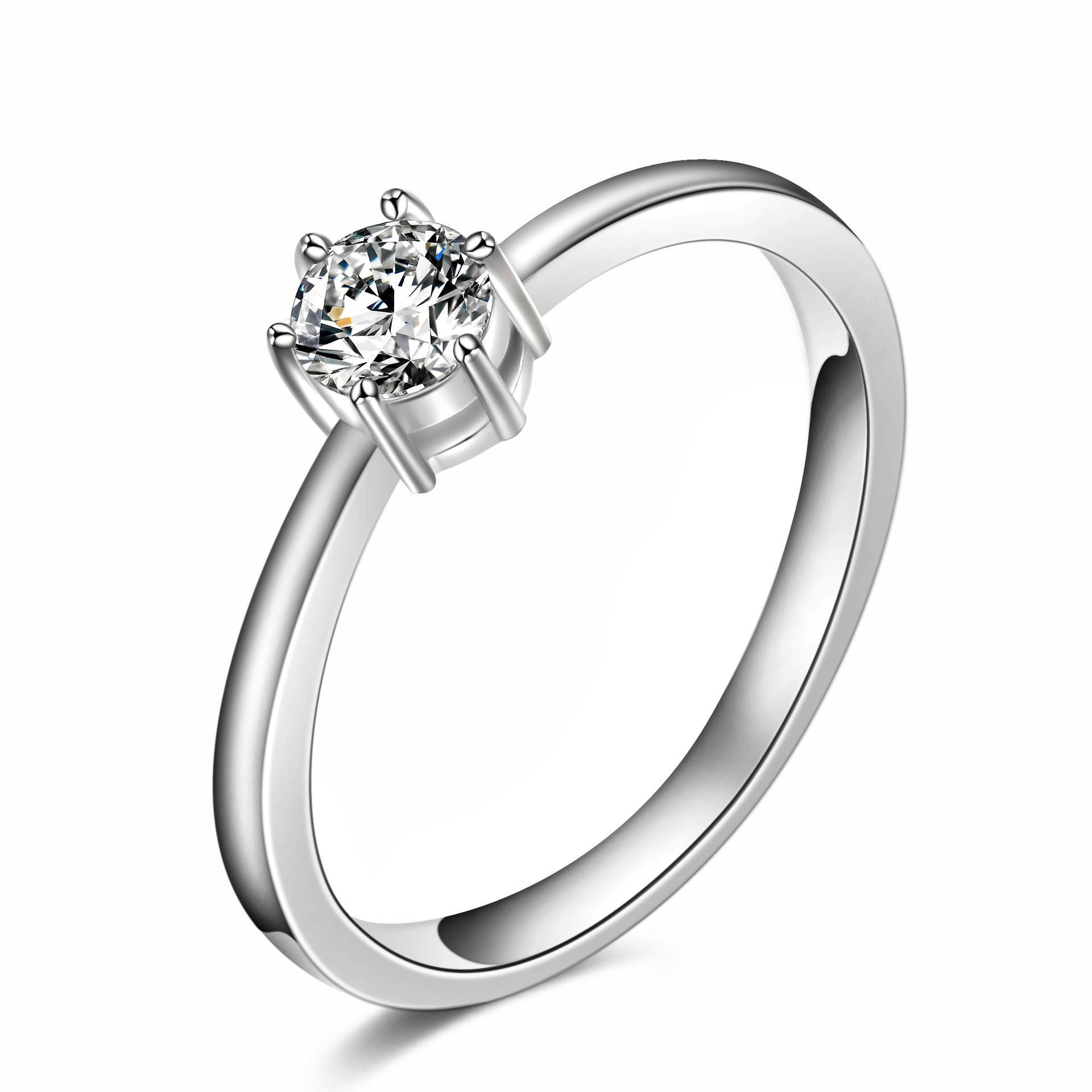 厂家批发六爪戒指奥地利水晶锆石简约锆钻石戒指欧美热销