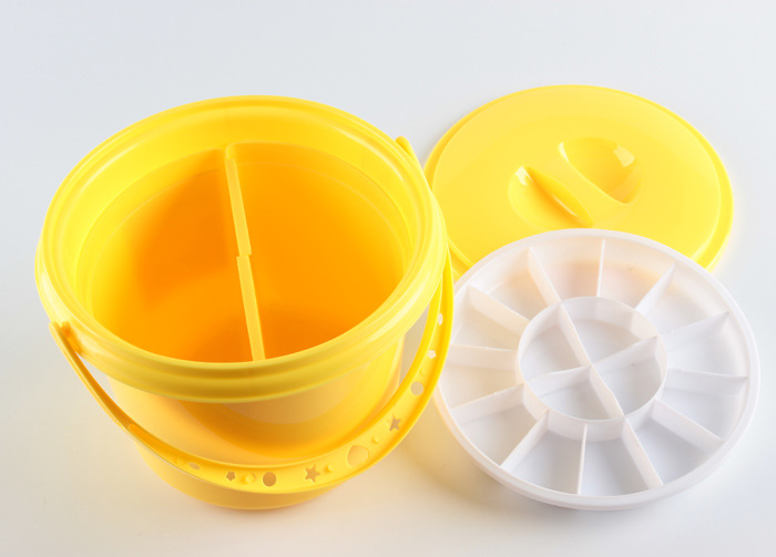 多功能颜料水桶 水彩桶 水粉画桶水粉颜料洗笔桶洗笔筒调色盘