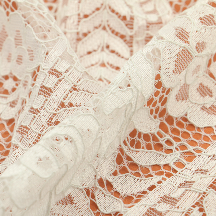 厂家现货精致无弹力股线蕾丝面料供应幅宽150cm波边面料股线面料