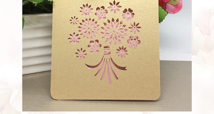 激光镂空个性情人节贺卡圣诞小卡纸学生生日祝福卡片明信片定制