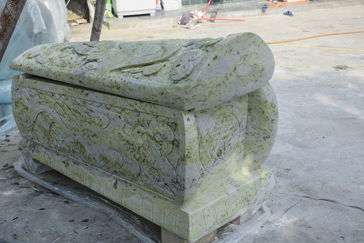 加大蓝田玉汉白玉黑玉精雕刻龙凤棺材成人尸体棺材230cm定做批发