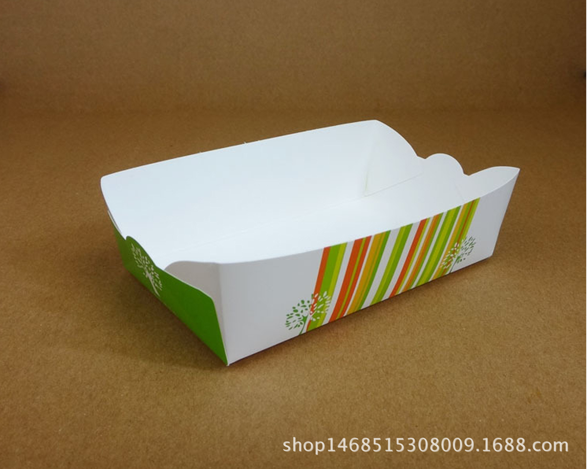 方形牛白卡敞口盒船盒 劲爆鸡米花盒打包薯条纸杯鸡米花包