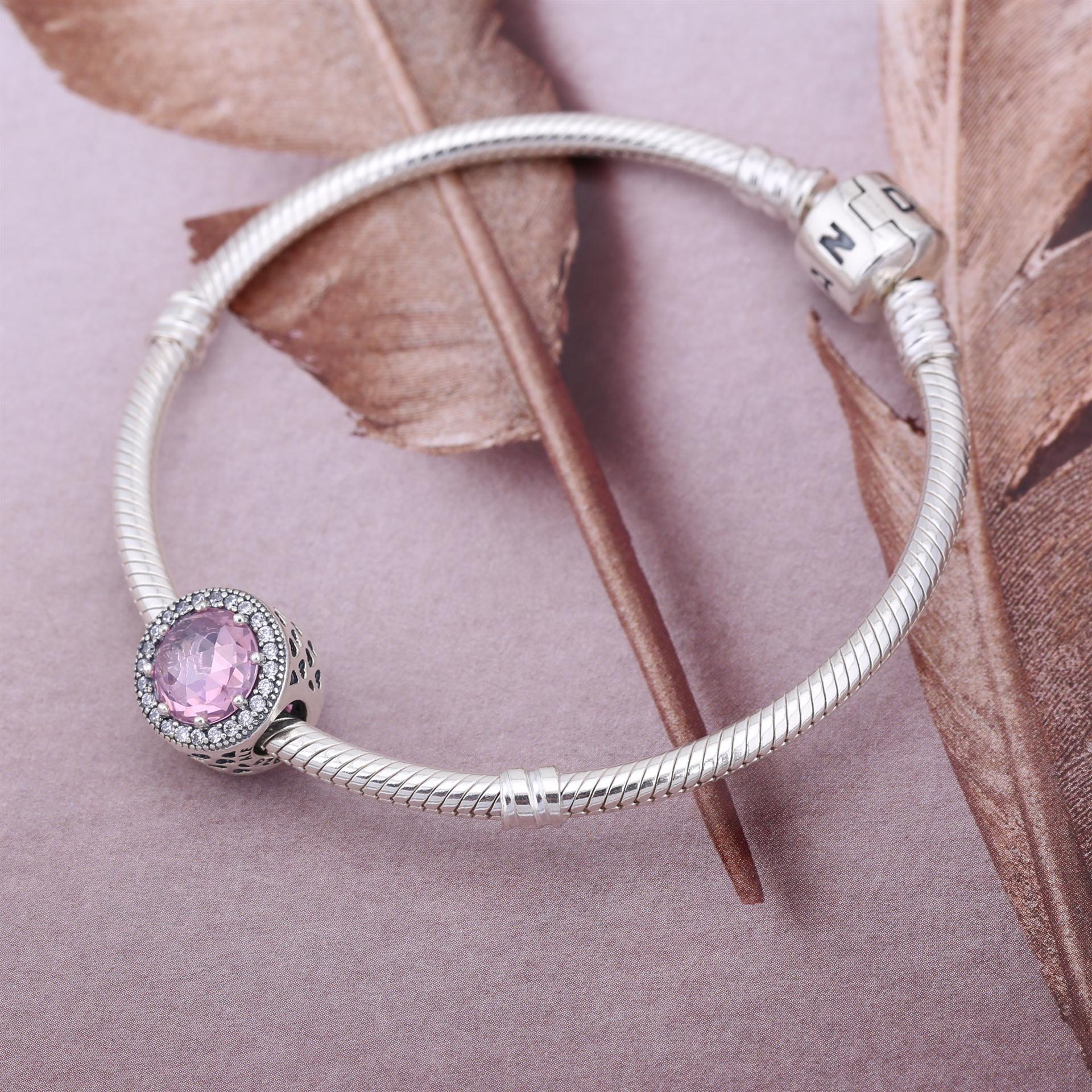 格诺亚 s925银 潘家手链 夏季新款镶石心形低爆款珠子