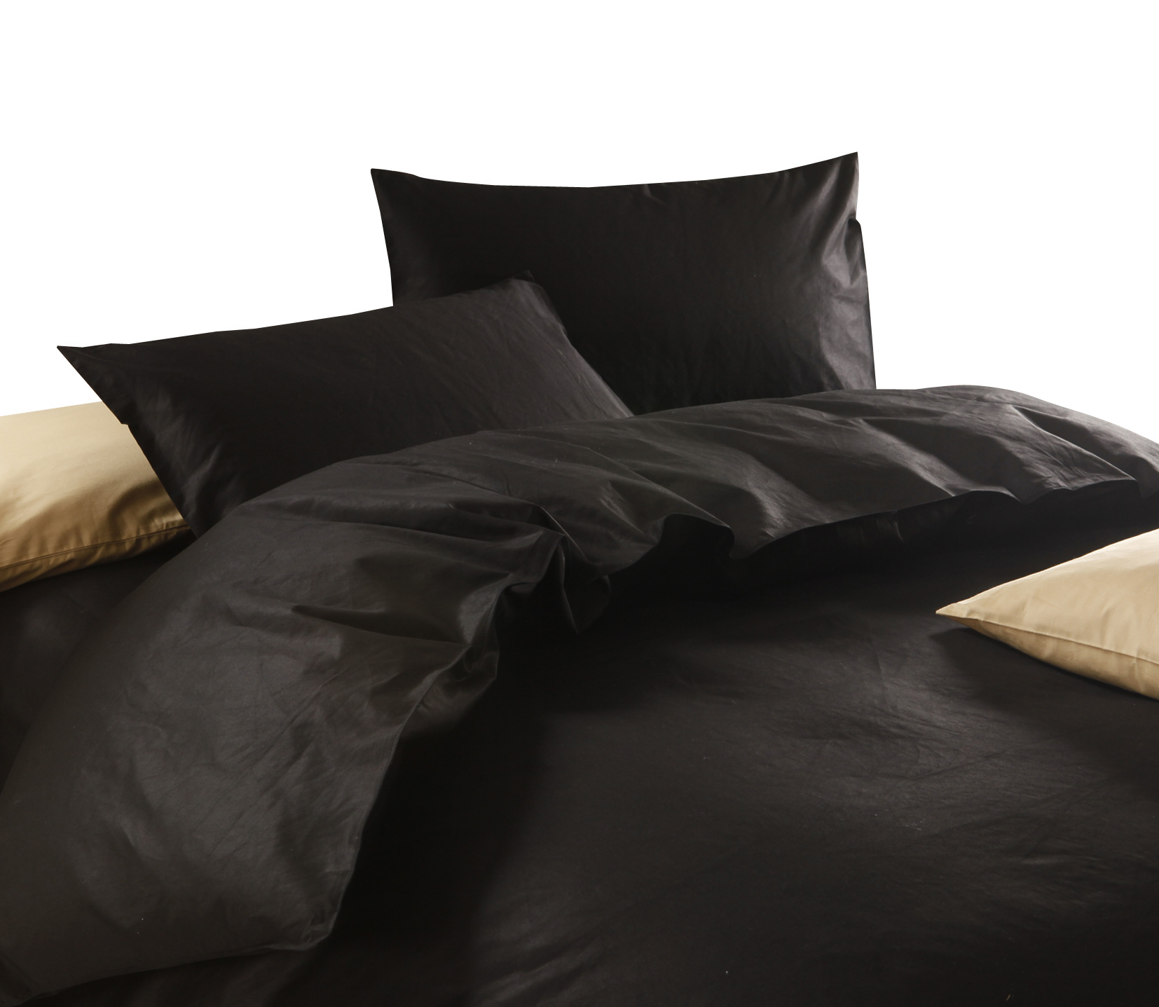 纯棉素色简易床单四件套纯色床上用品床笠三件套深色黑色定做规格