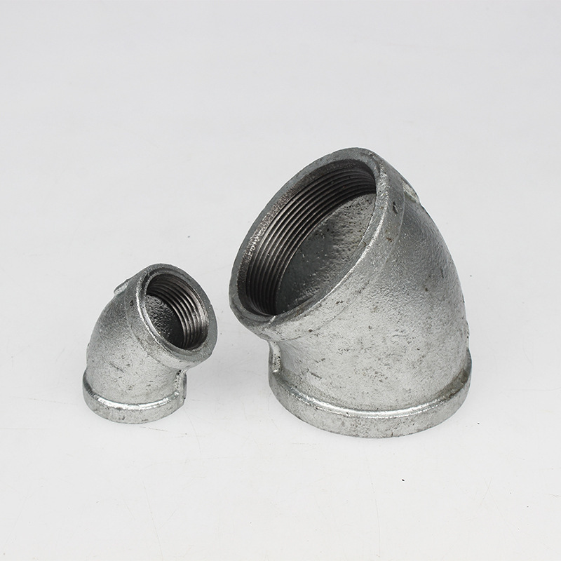 厂家直销耐高压玛钢镀锌45度内丝扣弯头 玛钢管件 水暖煤气专用
