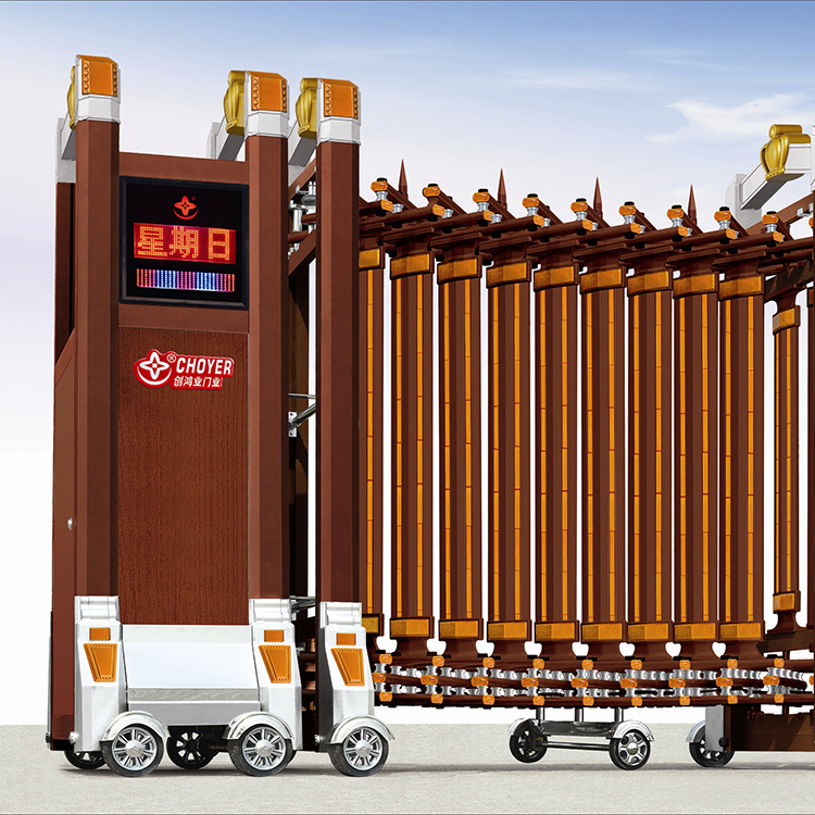 豪华电动伸缩门 铝合金伸缩电动门 电动防盗门 伸缩门厂家直销