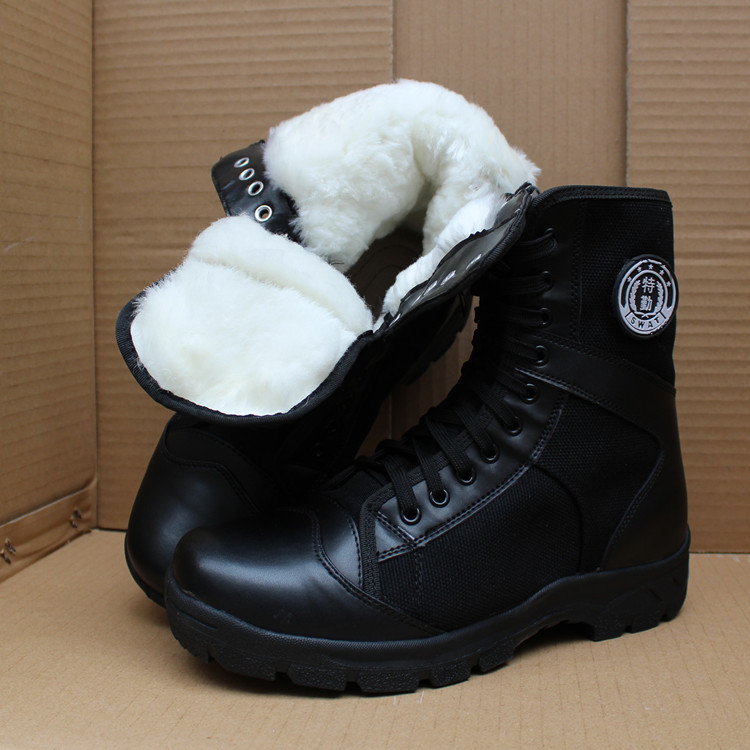 黑色高腰作训鞋陆战户外特勤训练棉鞋冬季高