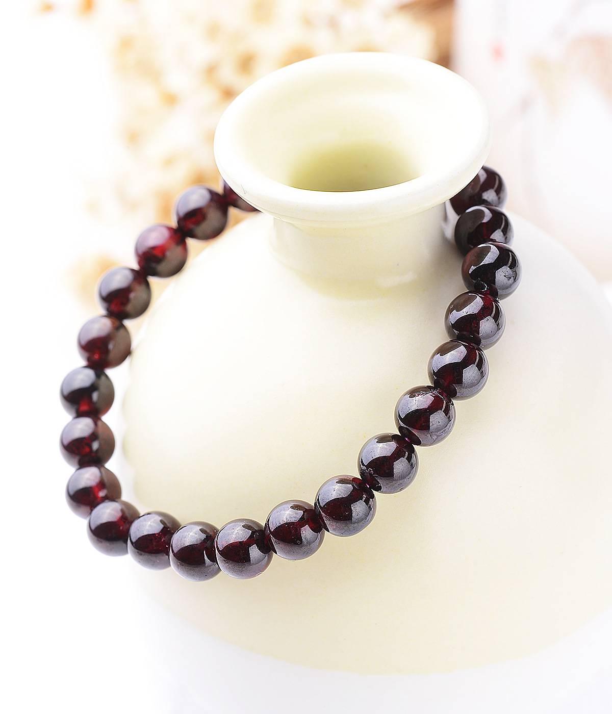 ***石榴石单圈手链女生水晶手串饰品