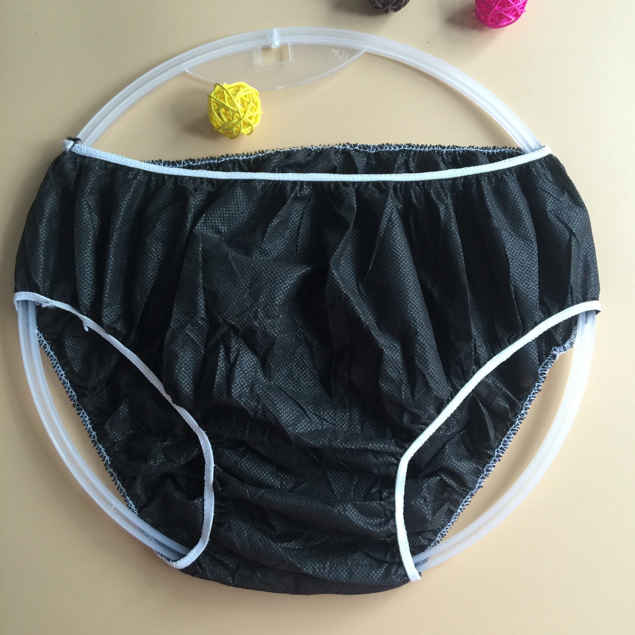 一次性无纺布内裤 黑色女士女款短裤三角裤 纸内裤 美容院汗蒸