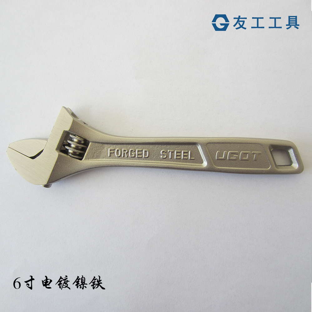 厂家直销6寸活动扳手 电镀镍铁活络扳手 欧式新款 定牌外贸