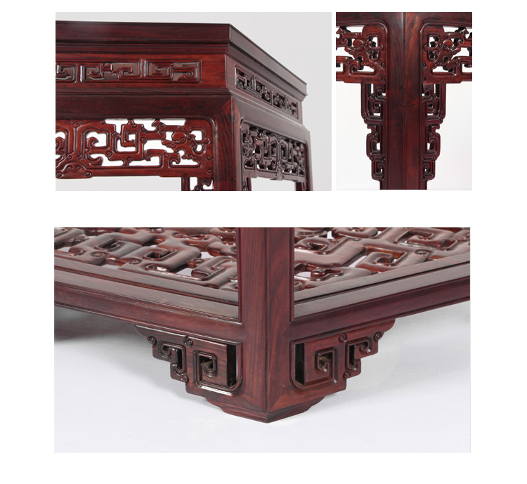 红酸枝六角桌榫卯交趾黄檀明清雕花实木仿古红木古典家具厂家直.