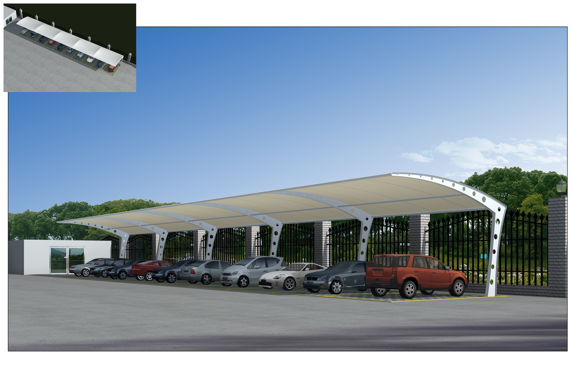 钢及合金膜结构 雨棚景观体育场大棚 汽车停车遮阳棚可安装定制