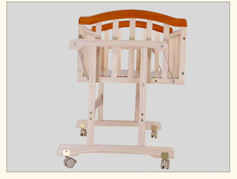 实木婴儿床 福儿贝亲f15z 0-3岁婴儿摇篮 送蚊帐 平衡式摇动