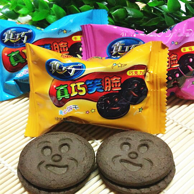 批发【散装真巧夹心饼干12斤/件】笑脸饼