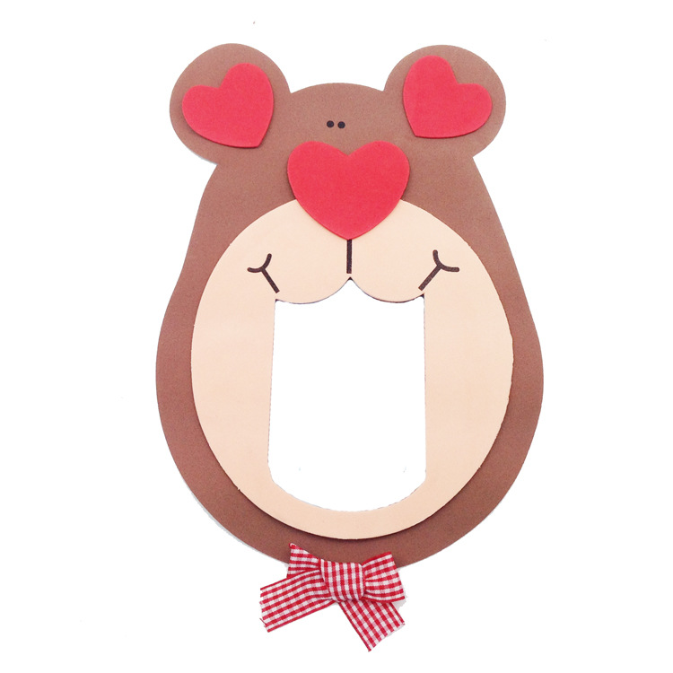 儿童手工diy制作材料包5寸eva相框卡通动物相框可