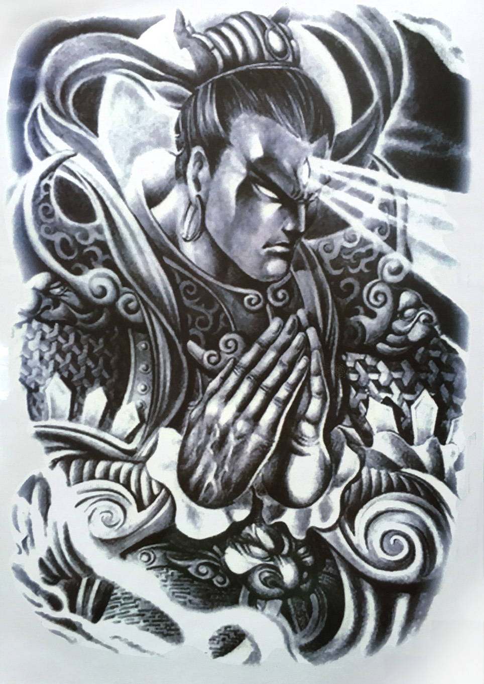 鬼舞姬佛陀阿修罗百魅系列超大满背特价背贴定制防水刺青纹身贴纸