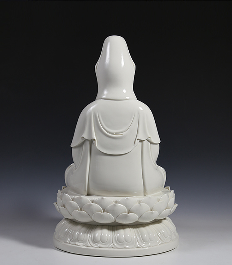 结缘德化陶瓷9至19吋白衣观音像供奉坐莲观音菩萨佛像工艺品摆件