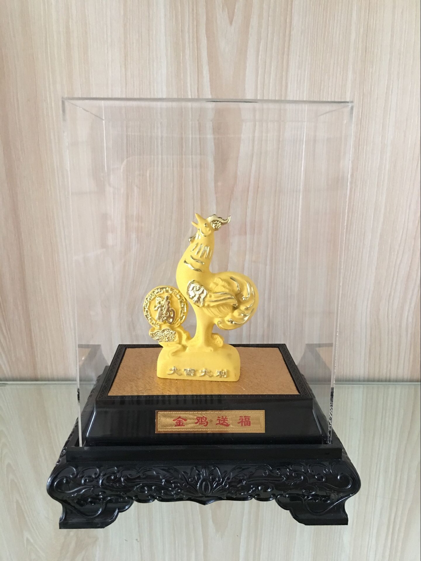 鸡年摆件绒沙金 金鸡送福 金鸡年绒沙金创意家居高档礼品