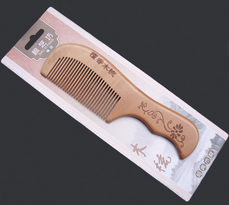批发头梳 木梳 带手把美发梳 实用木质梳子 独立包装
