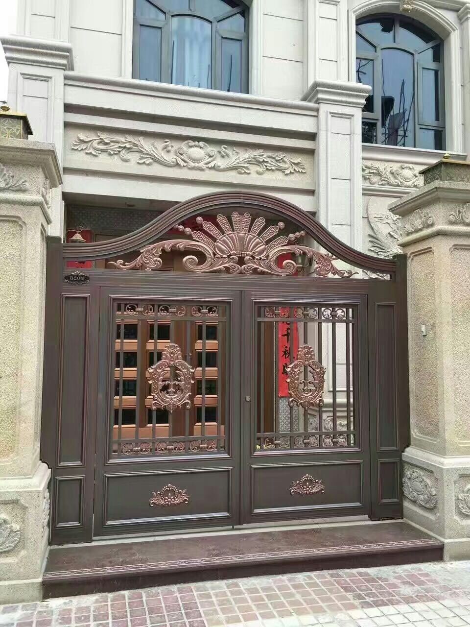 豪华别墅大门 铝合金大门 仿铜门 庭院大