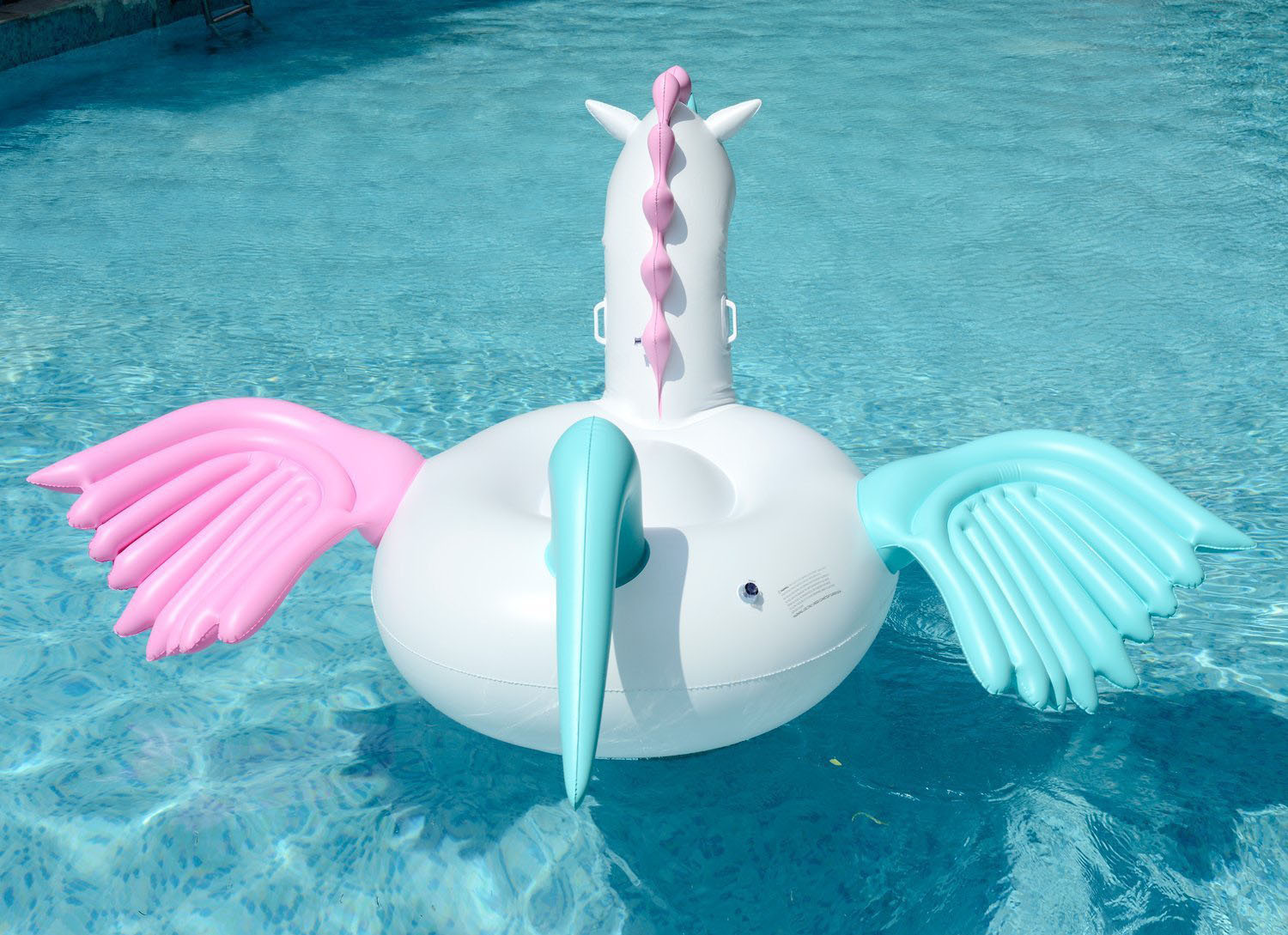 专业设计制作各类 pvc充气水上独角兽骑坐 充气彩马浮排 定制批发