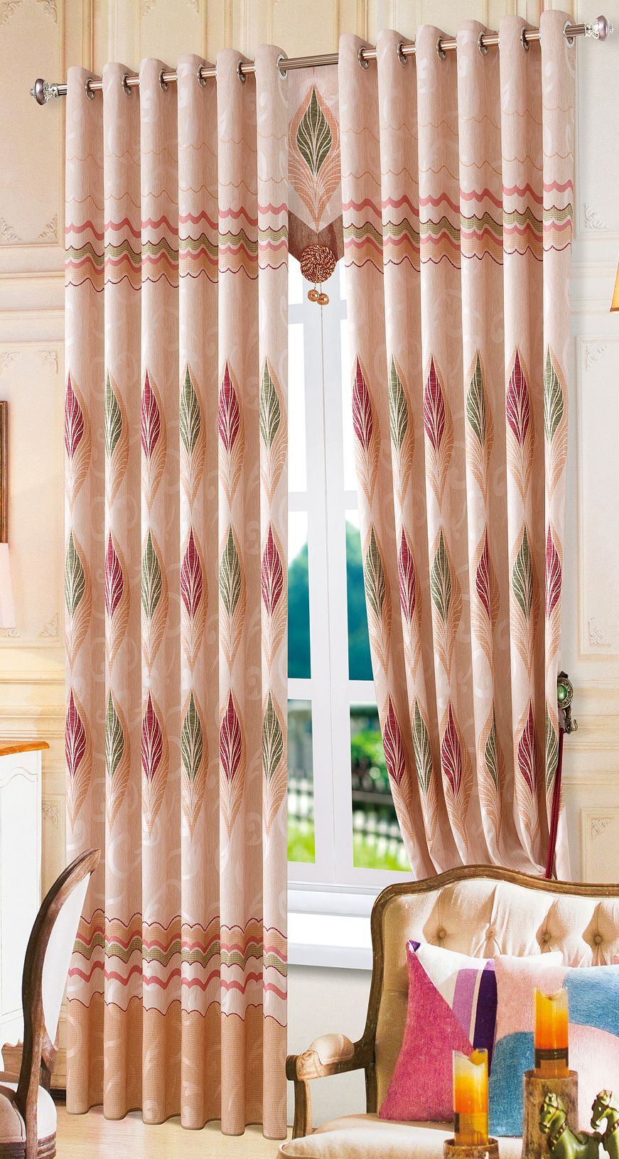 雪尼尔提花印花窗帘布