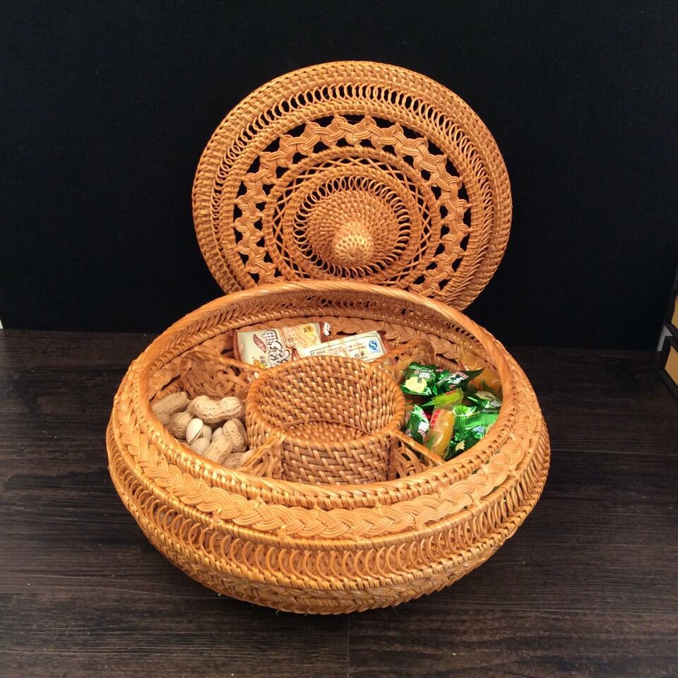 批发越南藤编收纳盒 茶饼茶道配件点心零食干果收纳篮筐