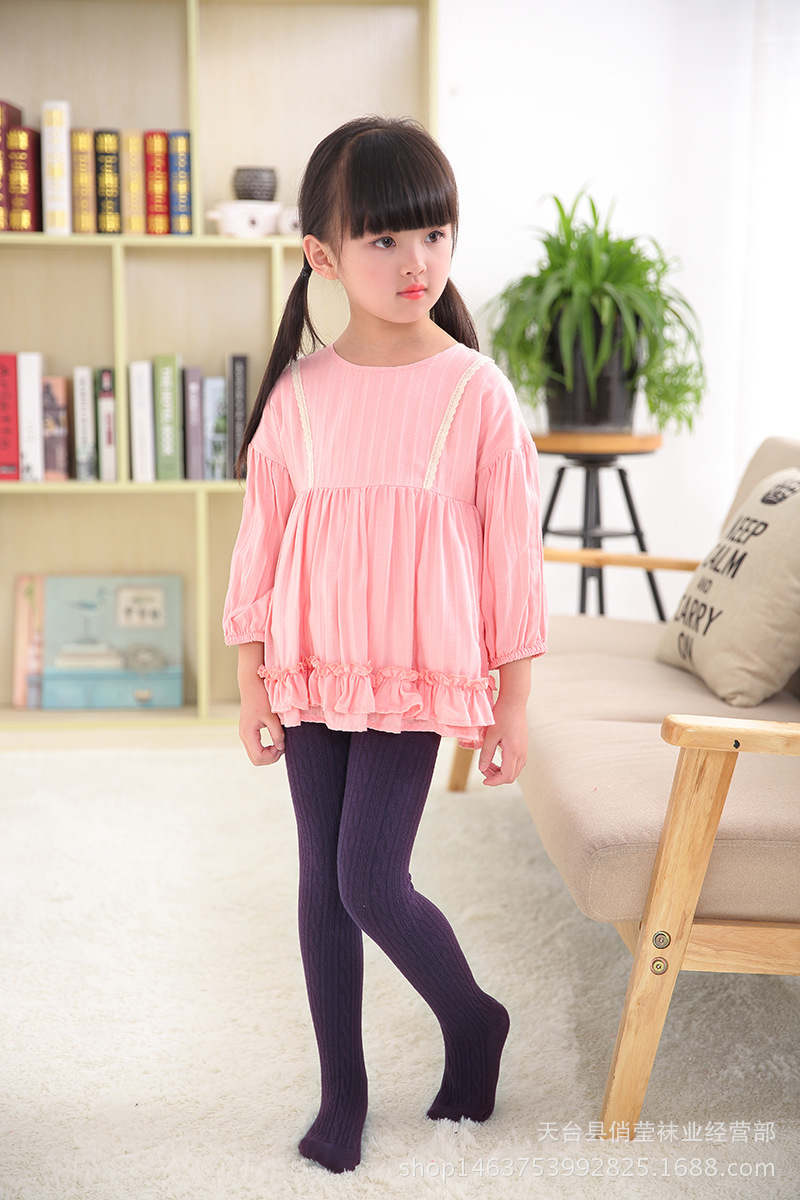 春秋款大童针织纯棉儿童连裤袜女童打底裤袜宝宝白色舞蹈袜子批发