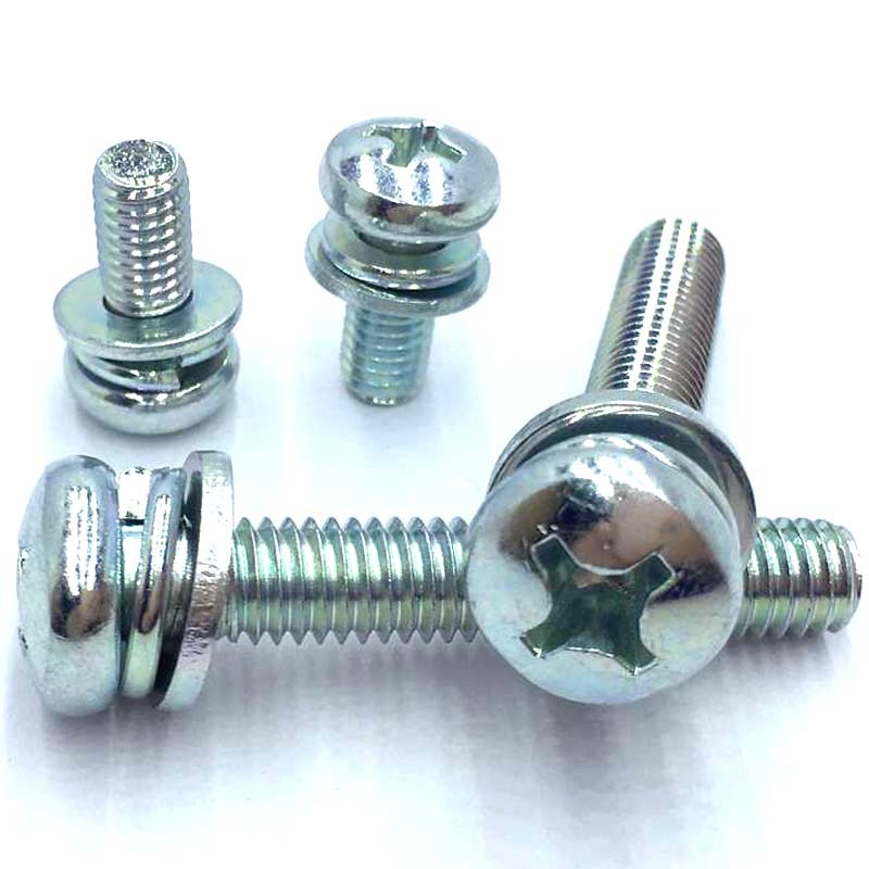 环彩圆头组合螺钉9074.4过盐雾螺丝十字大盘头三组合螺丝m3m4m5m6